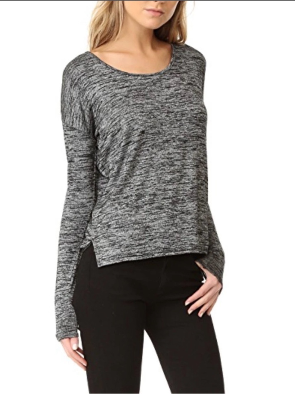 rag & bone Grey Marled Scoop-Neck Pullover